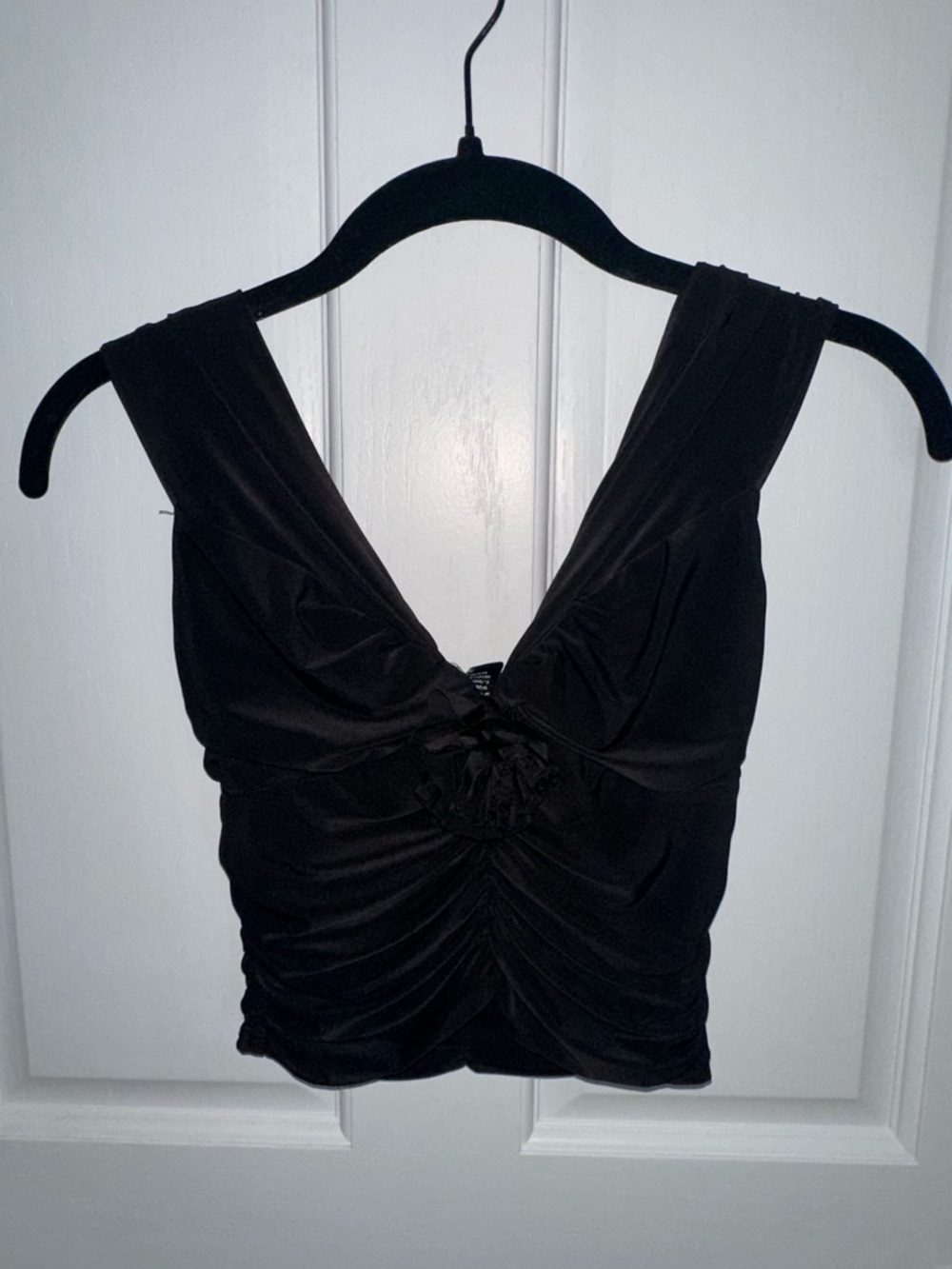 Black Women’s Ruched V-Neck Top